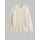 Women's Daily Solid Color Long Sleeve Drop Shoulder Loose Cable Knit Crew Neck  Pullover Jumper Fisherman Sweater